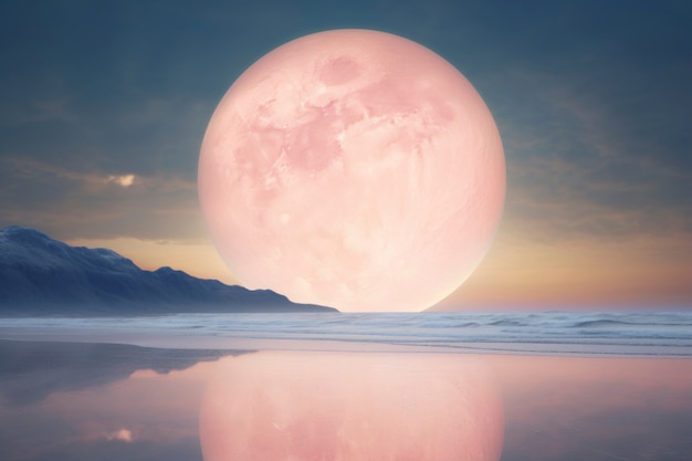 Free Photo abstract landscape with photorealistic view of moon