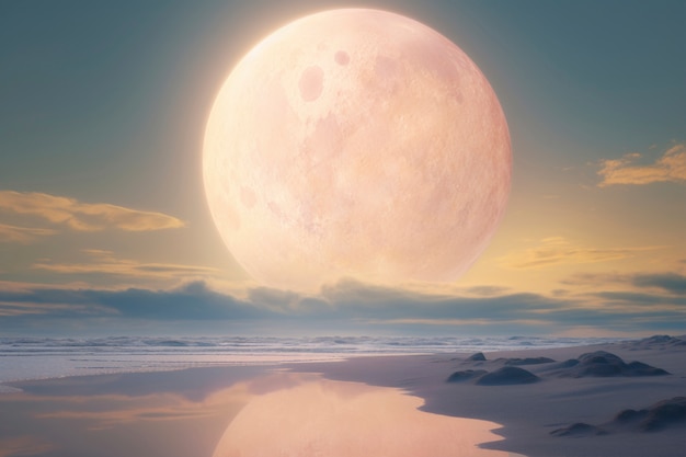 Free photo abstract landscape with photorealistic view of moon