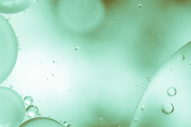 Free photo abstract oil drops in fluid on blurred green background