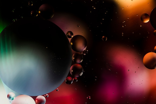 Free photo abstract pattern of coloured oil bubbles on water