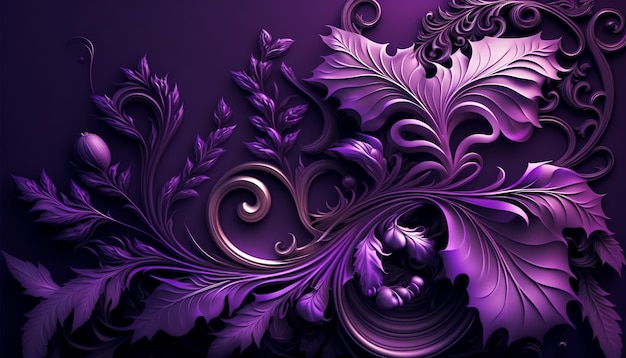 Free Photo abstract purple background with voluminous plants generative ai