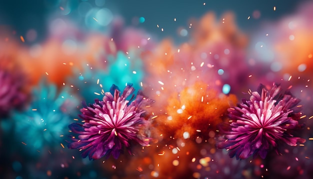 Free Photo abstract purple flower glowing in dark vibrant star shaped celebration generated by artificial intelligence