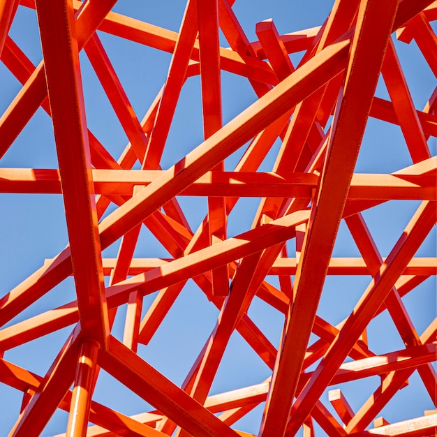 Abstract red construction and blue sky