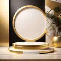 Free photo abstract scene background luxury podium on background gold product presentation mock up