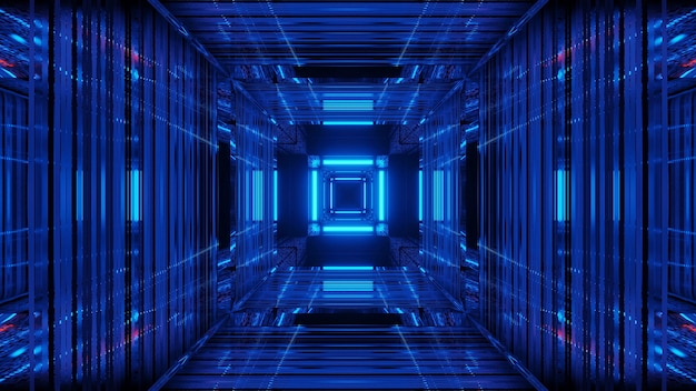 Free photo abstract science fiction futuristic background with blue neon lights