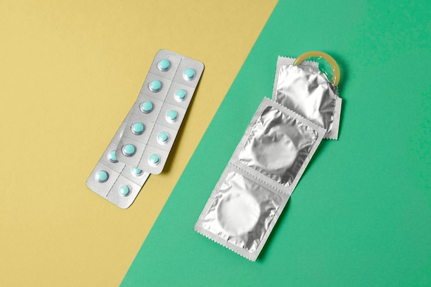 Abstract sexual health assortment with condom