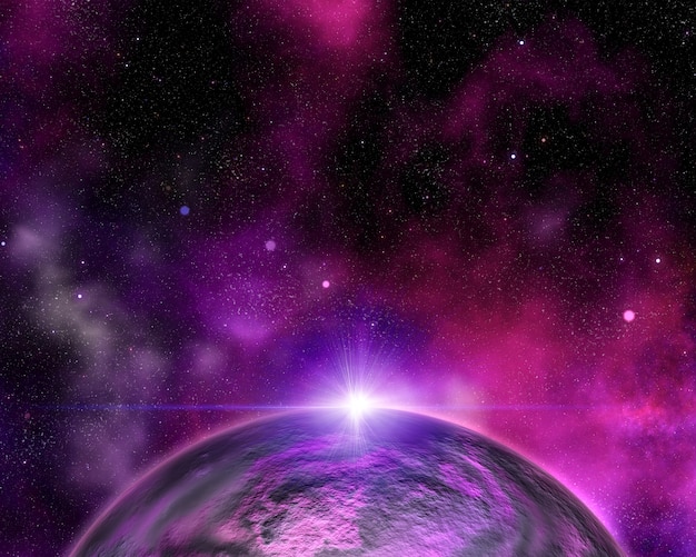 Free Photo abstract space background with fictional planet