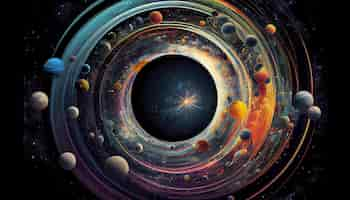 Free photo abstract spaceship orbiting starry galaxy backdrop circle generated by ai