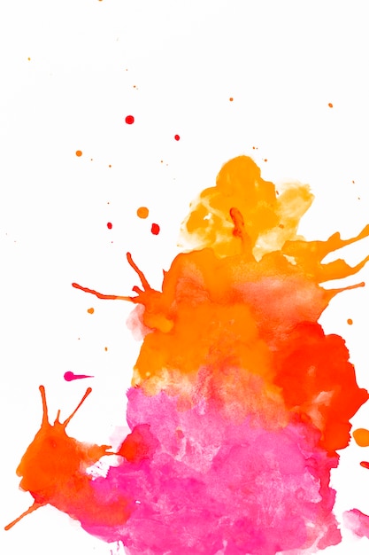 Abstract stain of orange and fuchsia paint