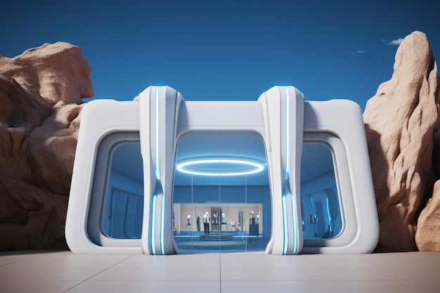 Abstract store with futuristic concept and architecture