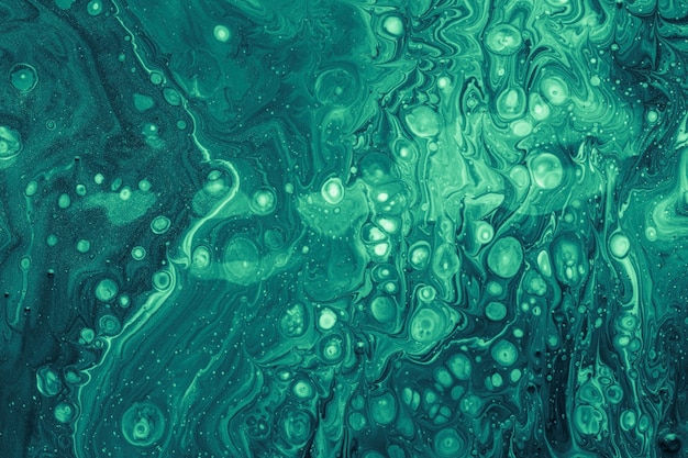 Abstract teal bubbles acrylic painting