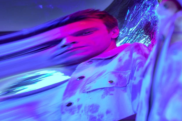 Free photo abstract vaporwave portrait of man