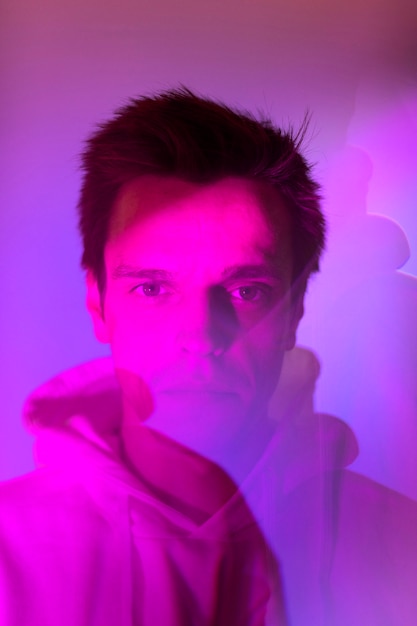 Free photo abstract vaporwave portrait of man