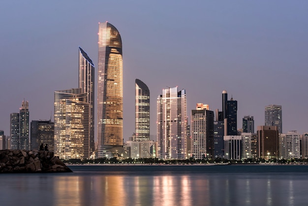 Free Photo abu dhabi seascape with skyscrapers