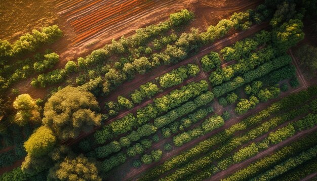 Abundance of organic growth in rural meadow generated by AI