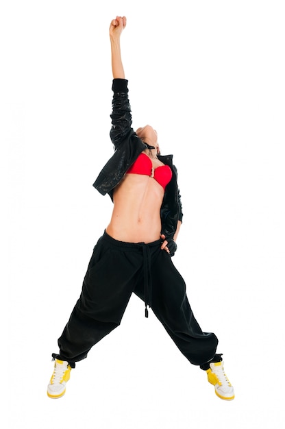 Free photo active hip-hop dancer on white