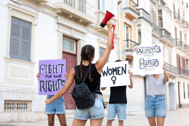 Activist woman protesting for her rights