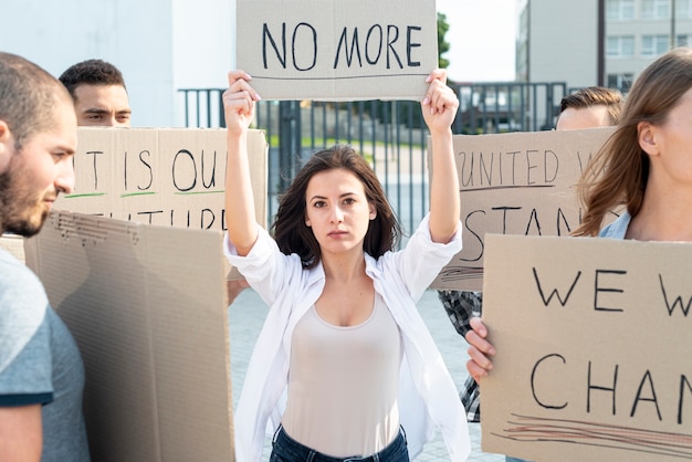 Free photo activists demonstrating together for peace