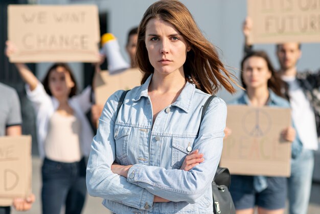 Activists gathered together for demonstration