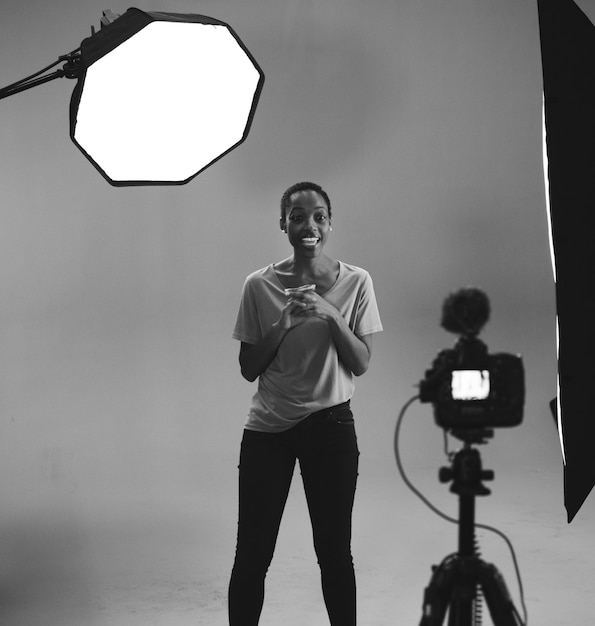 Actress in front of the camera in an audition