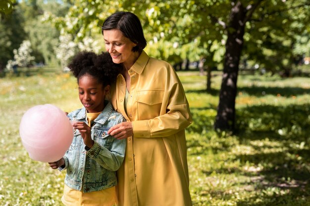 Adoptive mother spending time with her daughter