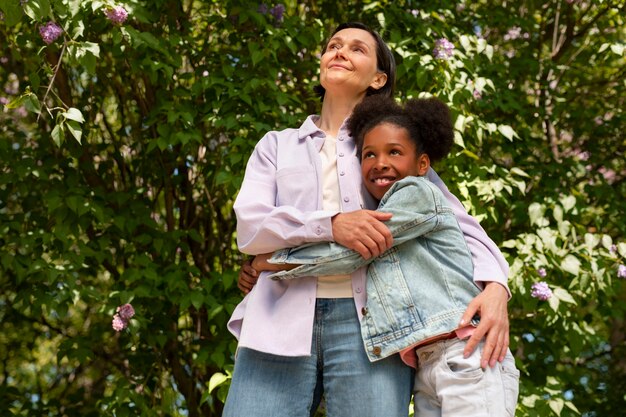 Adoptive mother spending time with her daughter