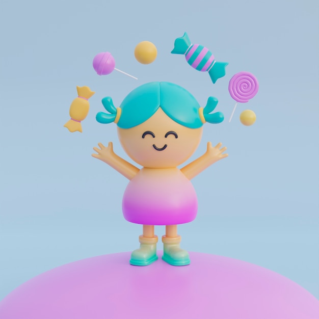 Free photo adorable 3d character for children