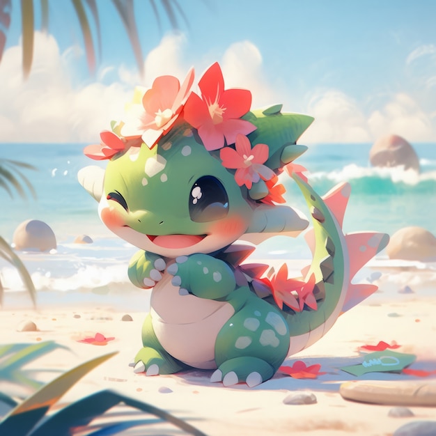 Free Photo adorable baby anime dragon illustration