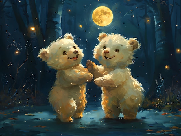 Adorable bear illustration in digital art style