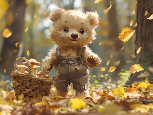 Adorable bear illustration in digital art style