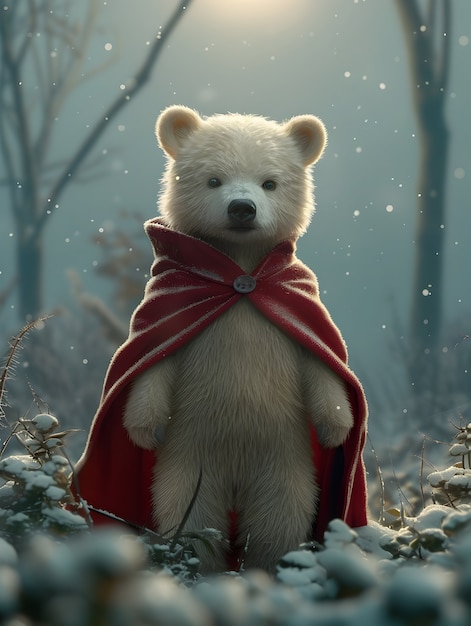 Free photo adorable bear illustration in digital art style