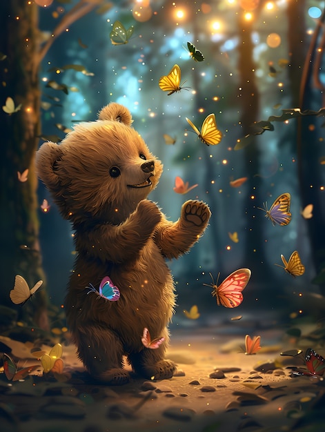 Adorable bear illustration in digital art style