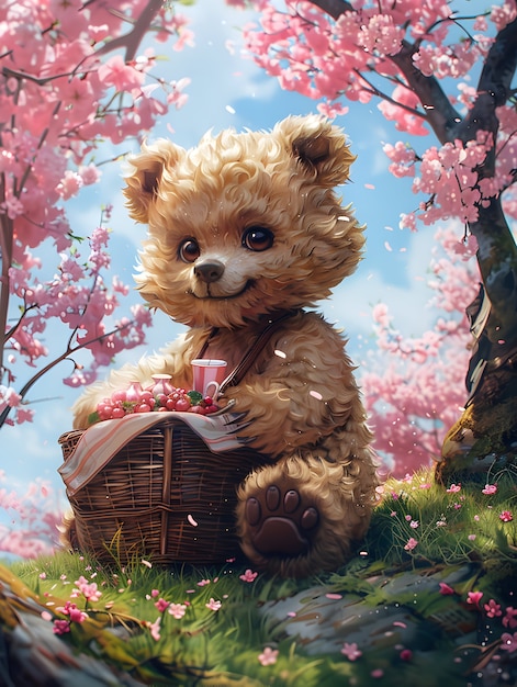 Free photo adorable bear illustration in digital art style