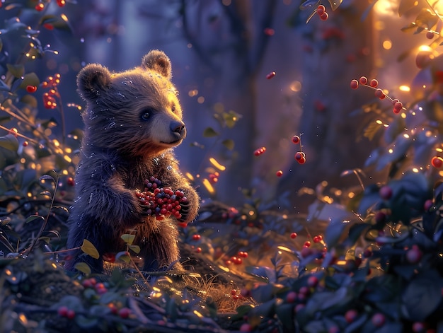 Free photo adorable bear illustration in digital art style