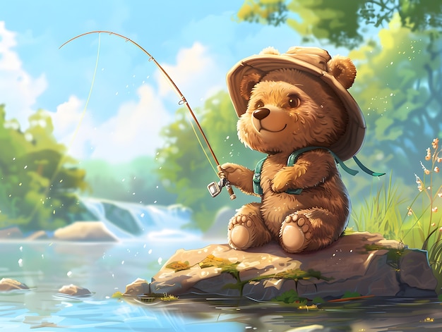 Free photo adorable bear illustration in digital art style