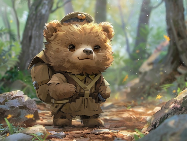 Free photo adorable bear illustration in digital art style