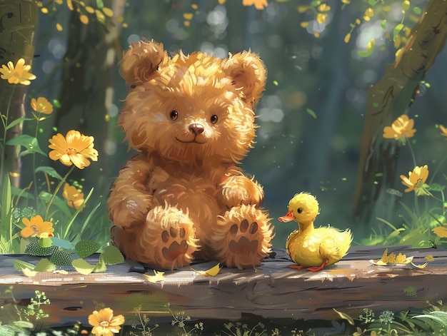 Free photo adorable bear illustration in digital art style