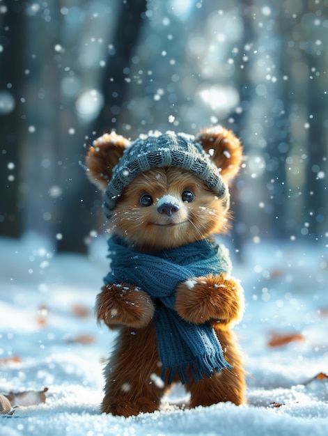 Free photo adorable bear illustration in digital art style