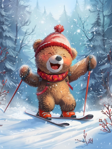 Free photo adorable bear illustration in digital art style