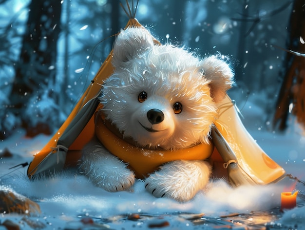 Free Photo adorable bear illustration in digital art style