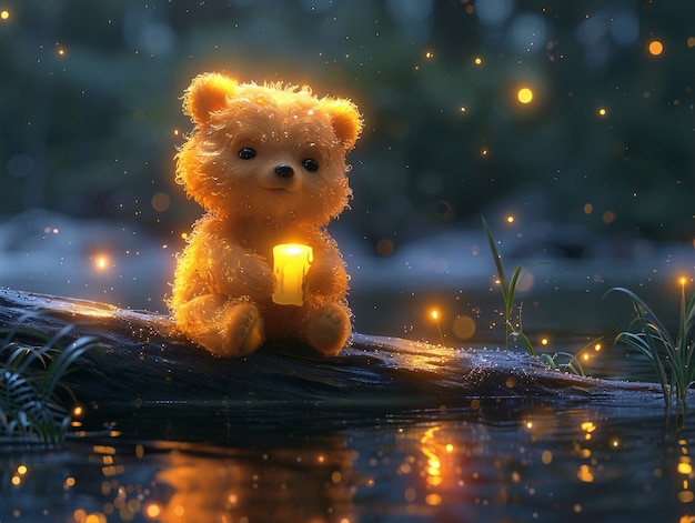 Free Photo adorable bear illustration in digital art style