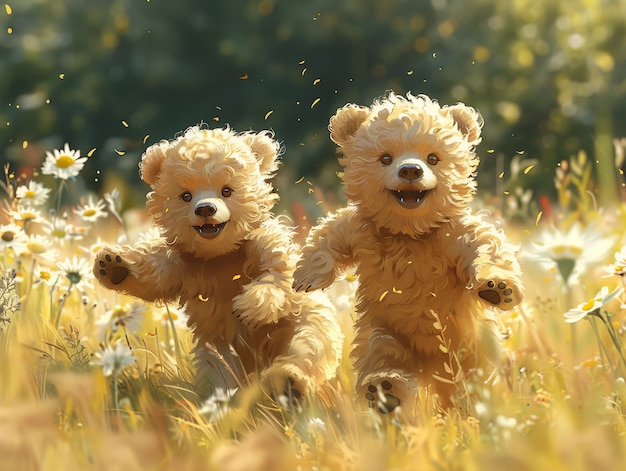 Free photo adorable bear illustration in digital art style