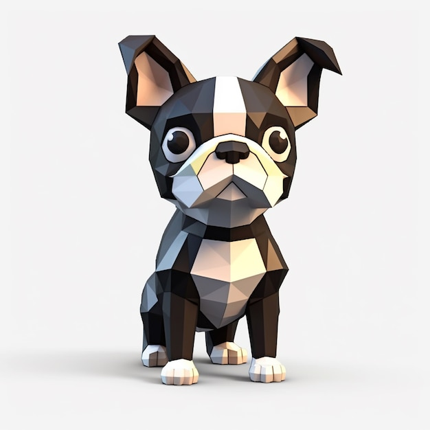 Adorable boston terrier dog in studio