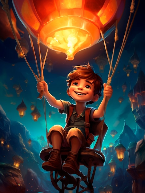 Free Photo adorable boy in a fantasy world