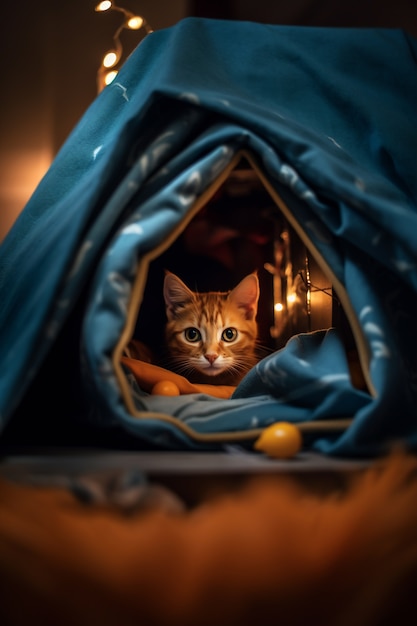 Free Photo adorable cat relaxing indoors