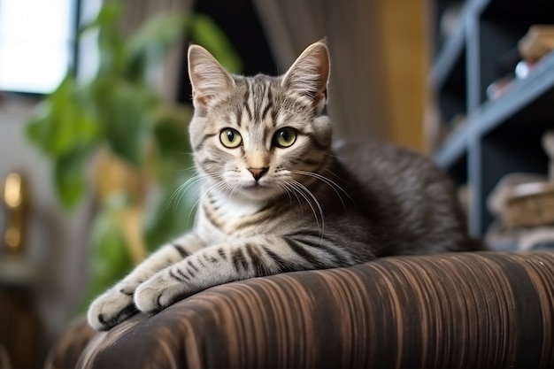 Adorable cat relaxing indoors