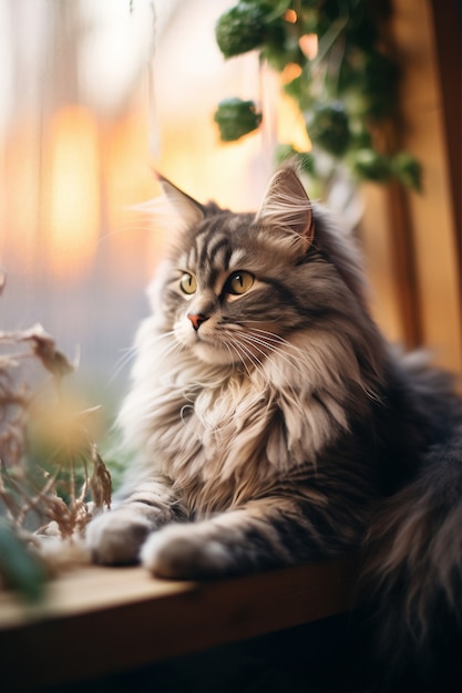 Adorable cat relaxing indoors