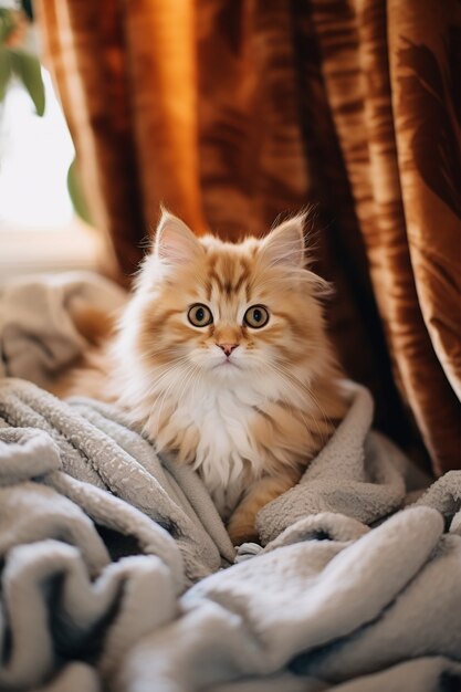 Adorable cat relaxing indoors