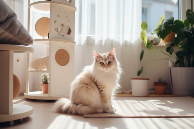 Adorable cat relaxing indoors