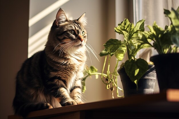 Adorable cat relaxing indoors